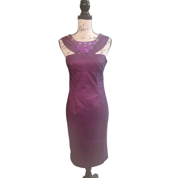 Adriana Papell NWT Midnight Purple Beaded Feminine Formal Evening Dress Size 8 - Picture 2 of 14